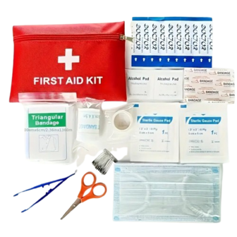 Draagbare First Aid Kit - Polyester - Rood / Wit - 19 x 13 cm - Thuis - Auto - Kantoor - Buitenavonturen - EHBO 