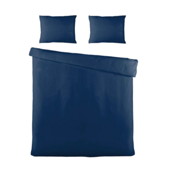 Tweepersoons Dekbedovertrek Uni - Royal Blue / Blauw - 200 x 200 cm - Katoen - Dekbedovertrek met 2 kussenslopen