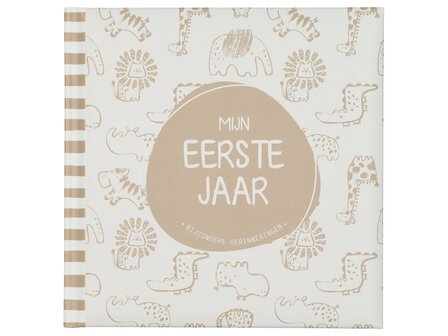 Mijn Eerste Jaar als Baby  &#039; Animal thema &#039; Creme 