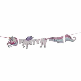 Slinger &quot;Party Time&quot; Unicorn - Wit / Multicolor - Karton - 500 cm - Feestdecoratie - Dierenfeest - Dieren - Slinger -