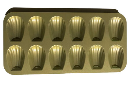 Madeleine bakvorm - Goud - Aluminium -12 stuks - 40 x 20cm Nederlands