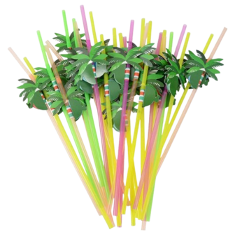 Plastieken cocktail rietjes - Multicolor - Plastic - 10 stuks  
