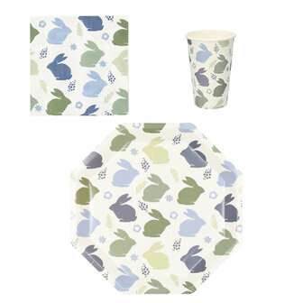 Pasen Feestset - Multicolor - Karton - Assorti - Wegwerp - Eieren - Hazen1