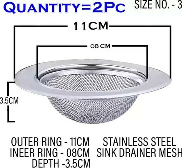 Luxe RVS gootsteen zeef - Groot - gootsteenstop - afvoerzeef - korfplug - &Oslash;80 - 35mm2