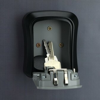 Sleutelkluis met cijferslot - Sleutelkluisje - Zwart - Aluminium - Muur montage incl. schroeven - 12 x 9 x 4 cm - Opbergruimte2