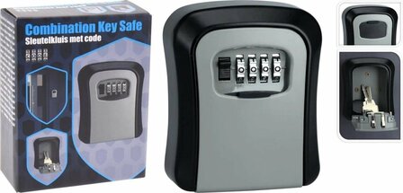 Sleutelkluis met cijferslot - Sleutelkluisje - Zwart - Aluminium - Muur montage incl. schroeven - 12 x 9 x 4 cm - Opbergruimte3