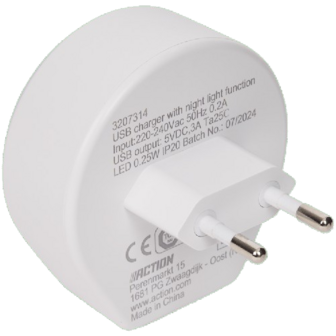 USB-C-lader met led nachtlampje met dag-/nachtsensor - Wit- Kunststof - Warm wit licht1