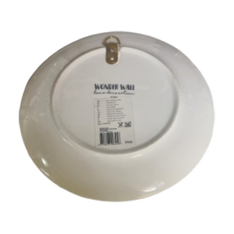 Decoratie bord / Wand bord HART - Keramiek- Wit / Roze  -&Oslash; 22 cm1