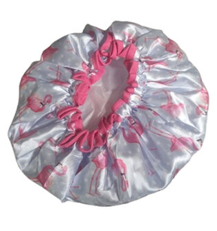 Douchemuts - FLAMINGO - Licht Blauw / Roze - Nylon / Kunststof - One Size - Douche - Muts - Haarmuts - Badmuts - Douche Cap11