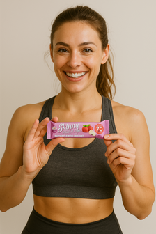 2  Low Calorie Skinny Crunch Mueslireep - Raspberry &amp; White Choc - Framboos  - High in Fibre / Hoog in Vezels -  Sportvoedi