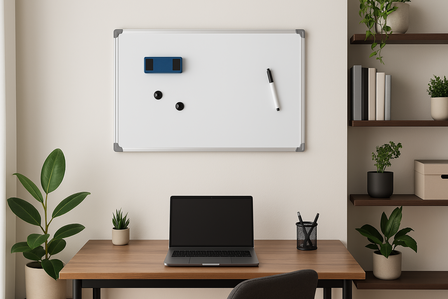 Magnetische Whiteboard incl. Stift /  Wisser / Magneet - Wit / Zilver - 45 x 60 cm - Weekplanner - Memobord - Maandplanner2