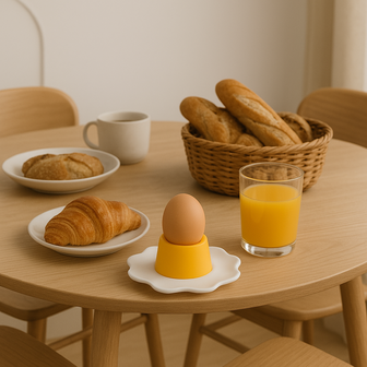 Eierdop met spiegel motief - Wit / Geel - Kunststof - Set van 2 - Eieren - Eten - Pasen2