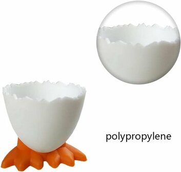 Eierdop Pasen - Wit / Oranje - Kunststof - Set van 4 - Eierdopjes eenden voetjes - pasen / Kinderen / eidoppen /eierdop / ei /e idopjes /paas decoratie/paasdecoratie/versiering