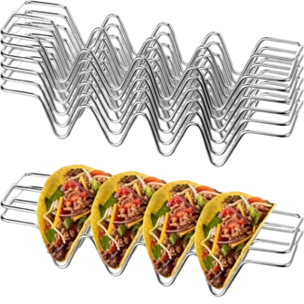 Taco houder - Zilver - Metaal - Geschikt voor 4 stuks - Oven bestendig - Vaatwasser  bestendig - Taco rek - Eten - Taco'