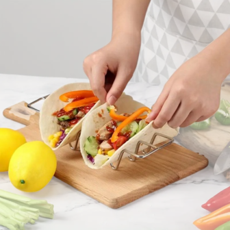 Taco houder - Zilver - Metaal - Geschikt voor 4 stuks - Oven bestendig - Vaatwasser  bestendig - Taco rek - Eten - Taco'