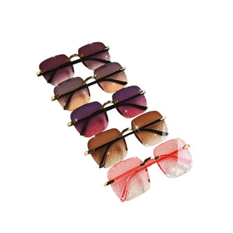  Zonnebril JETSET DUBAI - UV 400 - Paars / Transparant - Glazen vierkante bril - Normaal Model - Shades - Unisex Heren  / Vrouwen - Gradient Color - Anti UV - Vintage Model - Kunststof / Polycarbonaat - Zwarte framestokjes