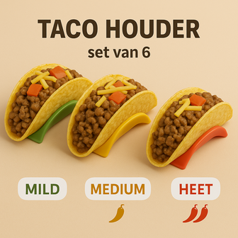 Taco houder &ndash; Multicolor &ndash; Kunststof &ndash; Set van 6 &ndash; Stapelbaar &ndash; Vaatwasser bestendig &ndash; Taco rek &ndash; Eten &ndash; Taco&rsquo;s &ndash; Houder