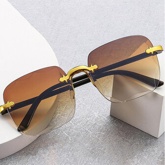 Zonnebril JETSET DUBAI - UV 400 - oranje / bruin / transparant - Glazen vierkante bril - Normaal Model - Shades - Unisex Heren 