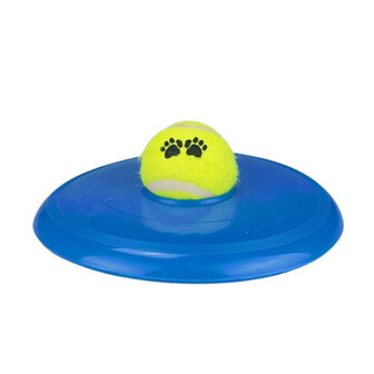 Honden frisbee &amp; tennisbal - Blauw / Geel - Kunststof - &Oslash; 12 &amp; &Oslash; 6 cm - Rond