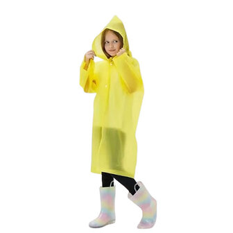 Product Regenjas  / Poncho voor kids DRUPPIE  - Geel - One Size - Unisex - Met Drukknopen en Capuchon - Kinder Regenjas/ EVA - 