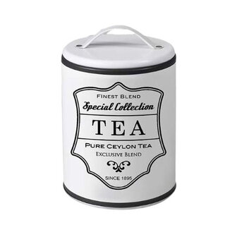 Voorraadblik OTTO met tekst &#039;Tea&#039;&#039; en Hendel - Maat S - Wit / Blauw - Metaal - &Oslash; 10 x 14,5 cm - Opb