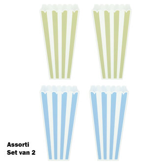 Popcorn bak herbruikbaar - Blauw / Groen - Kunststof - 9 x 9 x 19 cm - Set van 2 - Assorti3
