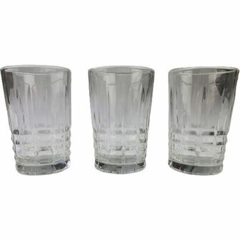 Crystal Glas CARINA - Kristal Glas - Rechthoekig Patroon - 10 cm x 6&Oslash; - Set van 3 - Roze Doos