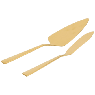  Taartserveerset - Taartschep en Mes - Goud - RVS-  28cm  - Cake Serving Set 