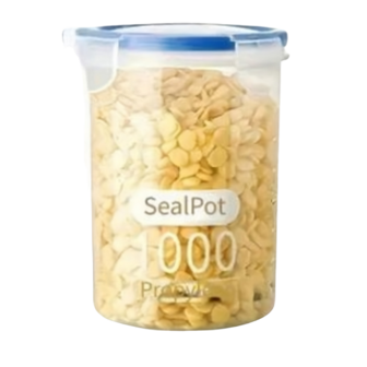 Vershoudpot 1L - ARCHIE - Transparant / Grijs - Polypropyleen - 10 x 14 cm - Set van 2 - Sealpot met clipdeksel - Luchtdichte c