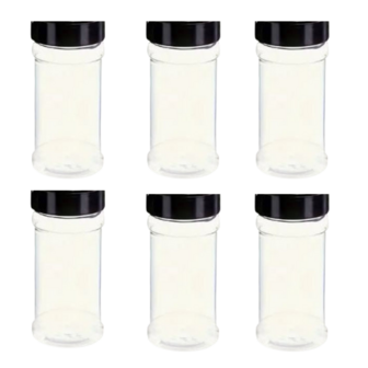 Kruidenpotjes MYLES - Zwart - Kunststof- 11 x 5cm - Set van 6 - Keuken - Accessoires - Spices - Voorraadkast 