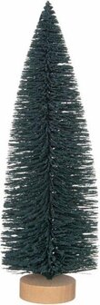 Miniatuur Decoratie Kerstboom - Groen / Glitter - Hout / Kunststof - Kerst Versiering - &Oslash; 6 x 28 cm