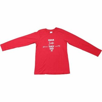 Kerst shirt &#039;dear santa they did it&#039; - Rood - Maat 98/104