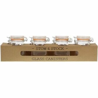 Kruidenpotjes / Voorraad potjes - Transparant - Glas - Set van 4