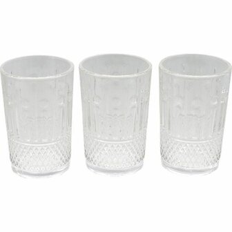 Midi Tumblers Crystal Glas CARINA - Water-/whiskyglas met ruiten Patroon - &Oslash; 6 x 10 cm - Set van 3 - Groene Doos - Kristal Gla