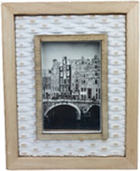 Fotolijst met patroon - Bruin / Wit - Hout / Glas - 10 x 15 cm - Moederdag - Moederdag Cadeautje