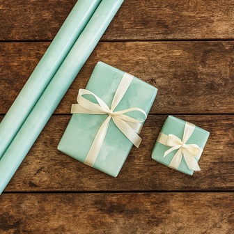 Cadeaupapier - Baby blauw / Mint Groen - 70 x 200 cm - Set van 2 -  Inpakpapier / kaftpapier3