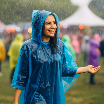 Regenponcho lichtgewicht - Blauw - Kunststof - Set van 2 - One Size