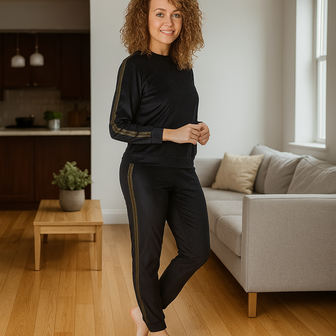 Velvet Twosie / Huispak / Twinset GLAMOURISTA  - Zwart / Goud - Polyester - Maat L 2
