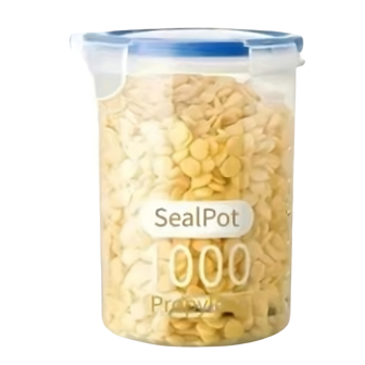 Vershoudpot 1L - ARCHIE - Transparant / Grijs - Polypropyleen - 10 x 14 cm - Set van 2 - Sealpot met clipdeksel - Luchtdichte c