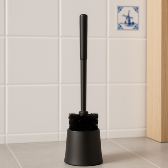 Toiletborstel - Zwart - Mat - 9 x 36 cm - Kunststof - Toilet brush