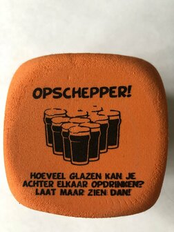 Bierdobbelsteen XL - Bierspel dobbelsteen - Oranje - Kunststof - 6,5 x 6,5 cm - XL Beer Dice - Vrijmibo