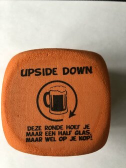 Bierdobbelsteen XL - Bierspel dobbelsteen - Oranje - Kunststof - 6,5 x 6,5 cm - XL Beer Dice - Vrijmibo