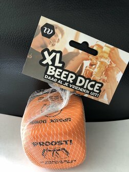 Bierdobbelsteen XL - Bierspel dobbelsteen - Oranje - Kunststof - 6,5 x 6,5 cm - XL Beer Dice - Vrijmibo