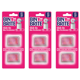 Bin Brite stick-on vuilnisbak verfrisser - Berry blast - Roze - Set van 2