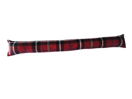 Geruite Tochtrol / Tochtstopper &ndash; Rood / Zwart &ndash; Karo Motief &ndash; Anti Tocht Dier &ndash; 90 cm &ndash; Warm &amp; Stijlvol &ndash; Poly
