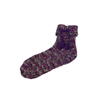 Warme Sokken Met Balletjes - Huissokken - Paars / Multicolor - Maat 36 / 41