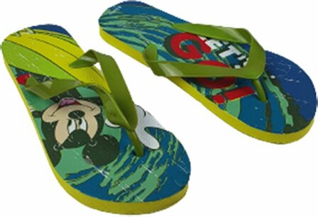 Mickey Mouse Teenslippers "Let's Go!" - Groen / Multicolor - Foam / Kunststof - Maat 33-34 - Zomer - Slipper - S