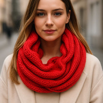 Loop Sjaal JOSEFIEN - Rood - Dames - Acryl - Ronde sjaal 4