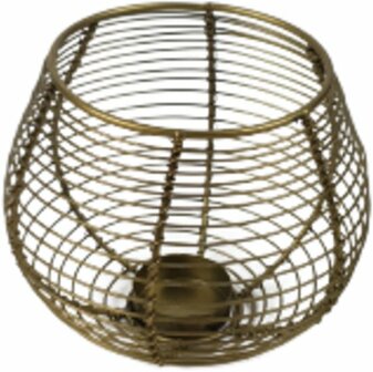 Theelichthouder - Goud - Rond - Draadmand - Trendy - Waxinelichthouder &ndash; Waxinelicht - Decoratie