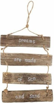 Houten hanger dreams - Bruin / Wit - Hout - 20 x 17,5 cm